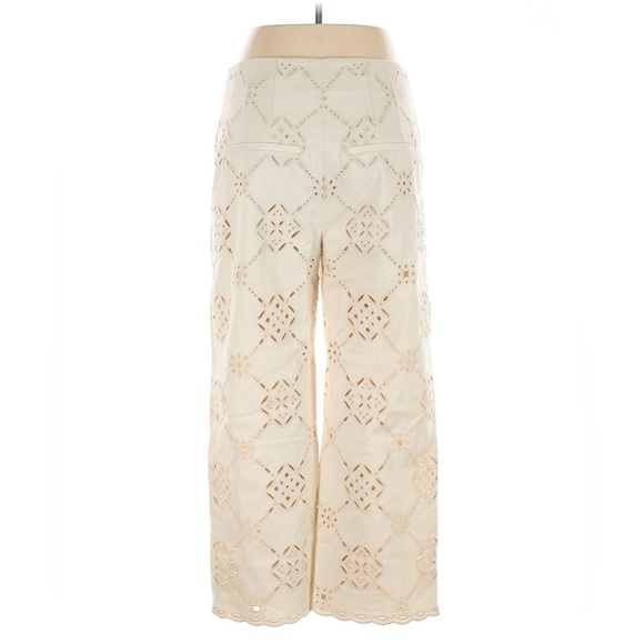 NWT Veronica Beard Dova Eyelet Wide Leg Pant in Ecru - Picture 3 of 12